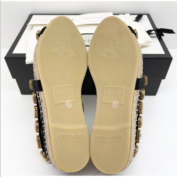 Gucci New Crystals Jewels Black Canvas Espadrilles Sz. US 5.5 - Picture 10 of 16